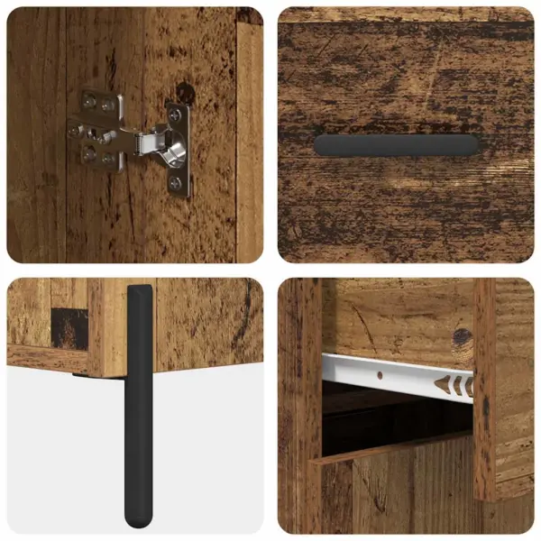 Kõrge kapp 2 ukse ja sahtliga, vana puidu toon, tehispuit, 69,5 x 34 x 180 cm – 11