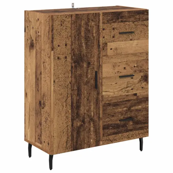 Kõrge kapp sahtli ja uksega, vana puidu toon, kunstpuit ja klaas, 69,5 x 32,5 x 180 cm – 6