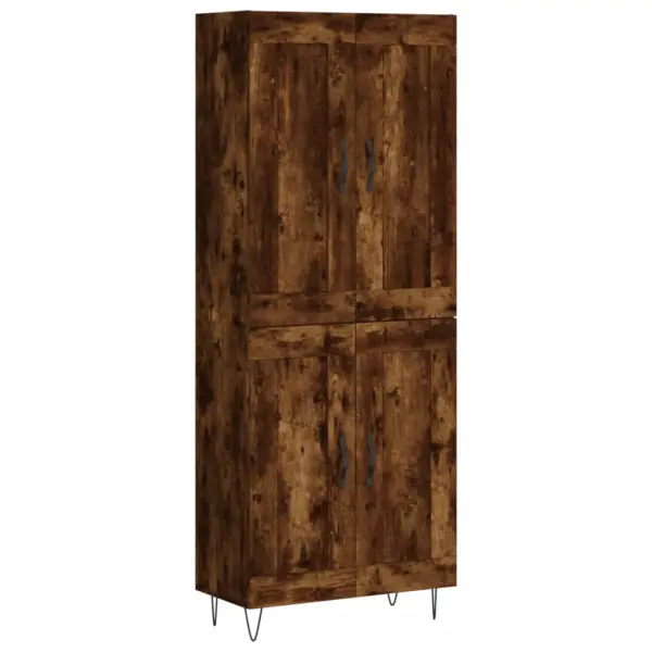 Kõrge kapp ustega, suitsutatud tamme toon, tehispuit ja rauast jalad, 69,5 x 34 x 180 cm – 2
