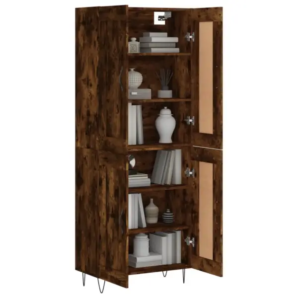 Kõrge kapp ustega, suitsutatud tamme toon, tehispuit ja rauast jalad, 69,5 x 34 x 180 cm – 3
