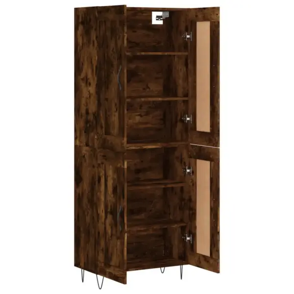 Kõrge kapp ustega, suitsutatud tamme toon, tehispuit ja rauast jalad, 69,5 x 34 x 180 cm – 4