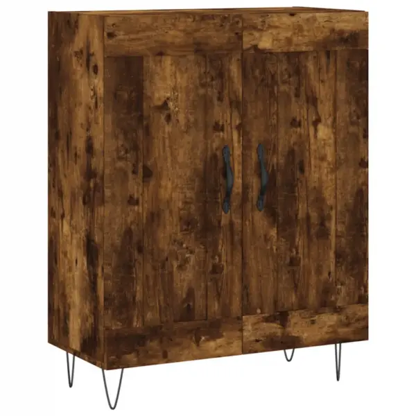 Kõrge kapp ustega, suitsutatud tamme toon, tehispuit ja rauast jalad, 69,5 x 34 x 180 cm – 7