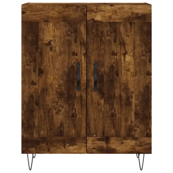 Kõrge kapp ustega, suitsutatud tamme toon, tehispuit ja rauast jalad, 69,5 x 34 x 180 cm – 8