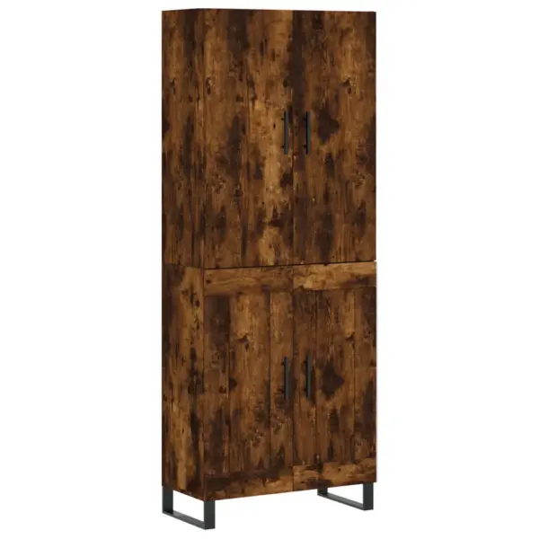 Kõrge kapp suitsutatud tamme toonis, tehispuit ja metalljalad, 69,5 x 34 x 180 cm - 2