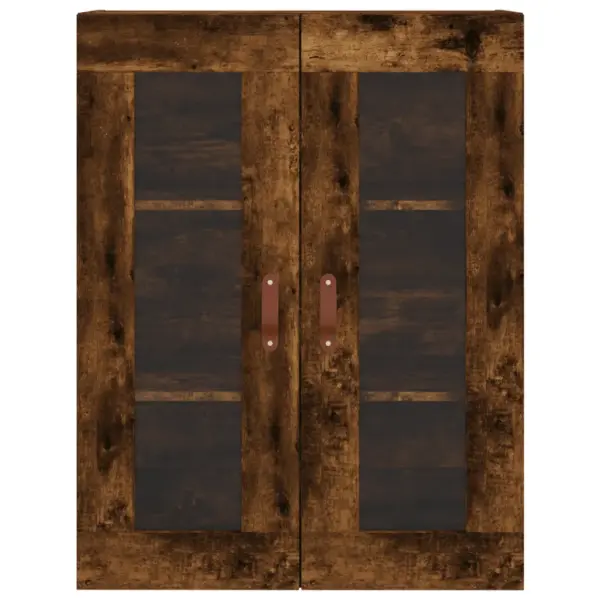 Kõrge kapp suitsutatud tamme toonis, tehispuidust klaasuste ja metalljalgadega, 69,5 x 34 x 180 cm – 6