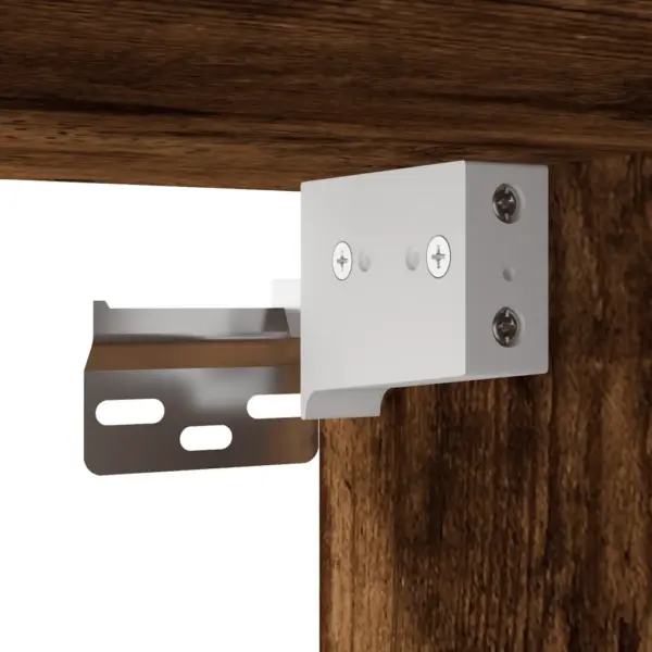 Kõrge kapp klaasukse ja metalljalgadega, suitsutatud tamm, tehispuit, 34,5 x 34 x 180 cm – 9