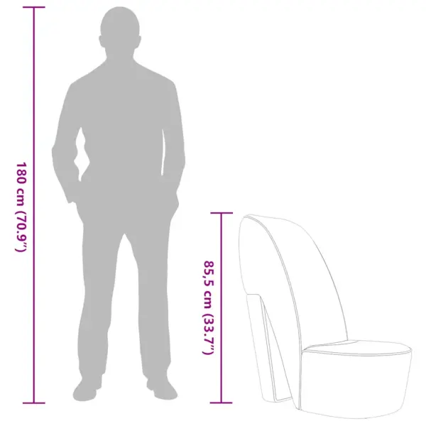 Kõrge kontsa kujuga dekoratiivne tool, must kunstnahk, 43 x 82,5 x 85,5 cm – 9