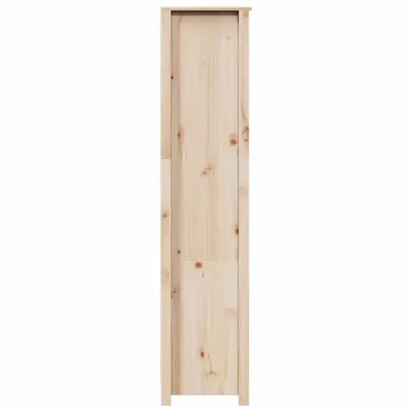 Kõrge männipuidust kapp 2 ukse ja 3 avatud riiuliga, töötlemata, pruun, 80 x 35 x 154 cm - 7