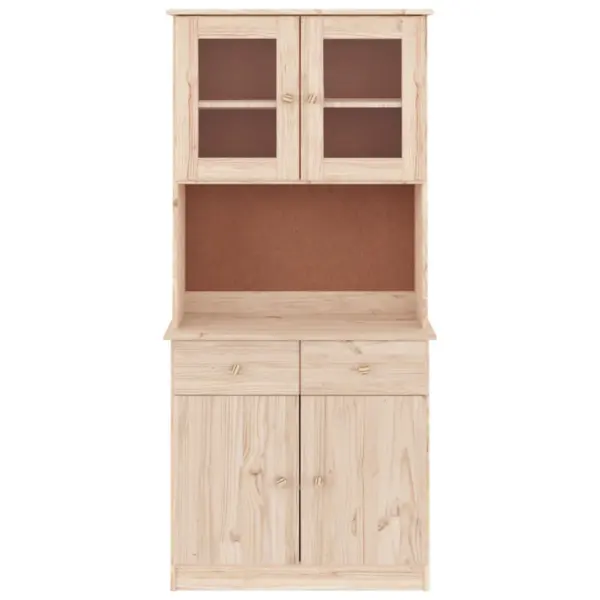 Kõrge puhvetkapp ALTA klaasustega, töötlemata männipuit, 77 x 35 x 165 cm – 3