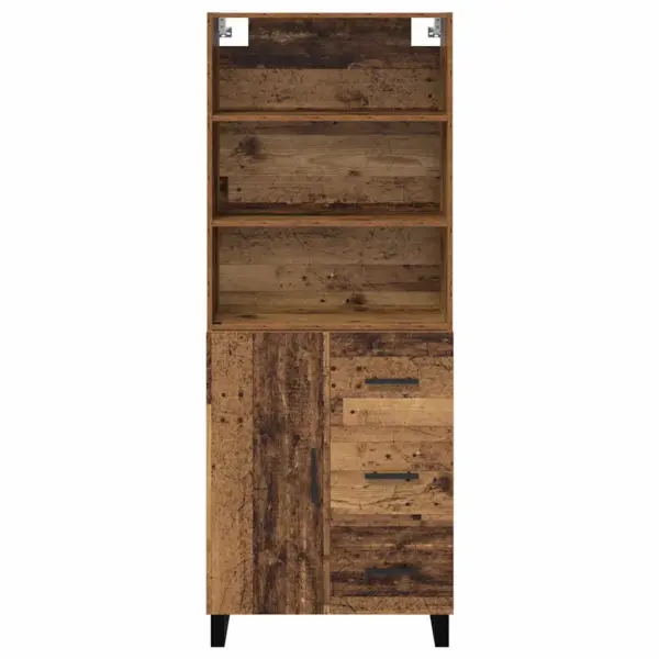 Kõrge riiulkapp sahtli ja uksega, vana puidu toon, tehispuit, 69,5 x 34 x 180 cm – 8
