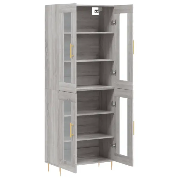 Kõrge vitriinkapp klaasustega, hall Sonoma tamm, 2-osaline, tehispuit, 69,5 x 34 x 180 cm - 4