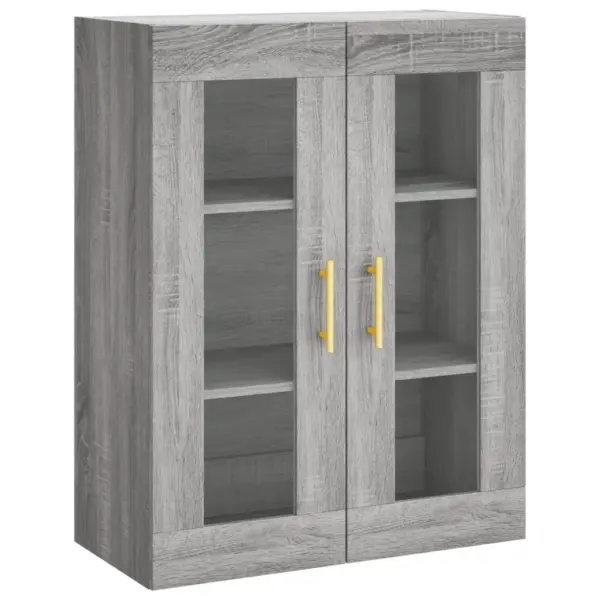 Kõrge vitriinkapp klaasustega, hall Sonoma tamm, 2-osaline, tehispuit, 69,5 x 34 x 180 cm - 5