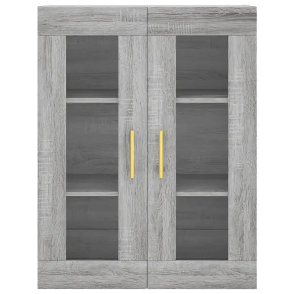 Kõrge vitriinkapp klaasustega, hall Sonoma tamm, 2-osaline, tehispuit, 69,5 x 34 x 180 cm - 6