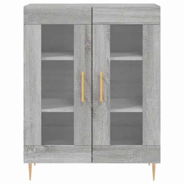 Kõrge vitriinkapp klaasustega, hall Sonoma tamm, 2-osaline, tehispuit, 69,5 x 34 x 180 cm - 8