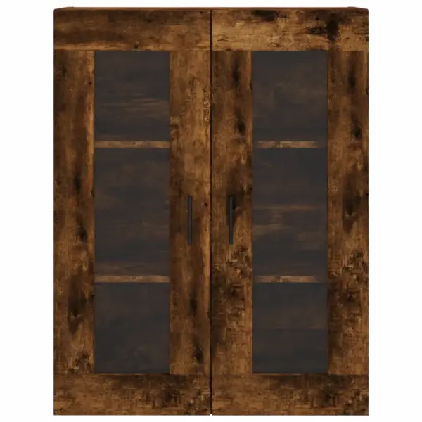 Kõrge vitriinkapp suitsutatud tamme toonis, klaasuste ja metalljalgadega, 69,5 x 34 x 180 cm, tehispuit - 6