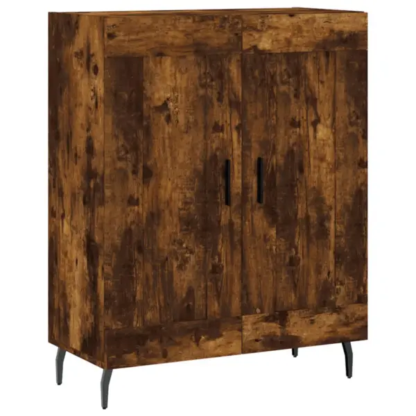 Kõrge vitriinkapp suitsutatud tamme toonis, klaasuste ja metalljalgadega, 69,5 x 34 x 180 cm, tehispuit - 7