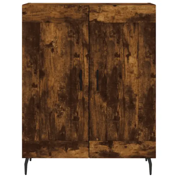 Kõrge vitriinkapp suitsutatud tamme toonis, klaasuste ja metalljalgadega, 69,5 x 34 x 180 cm, tehispuit - 8
