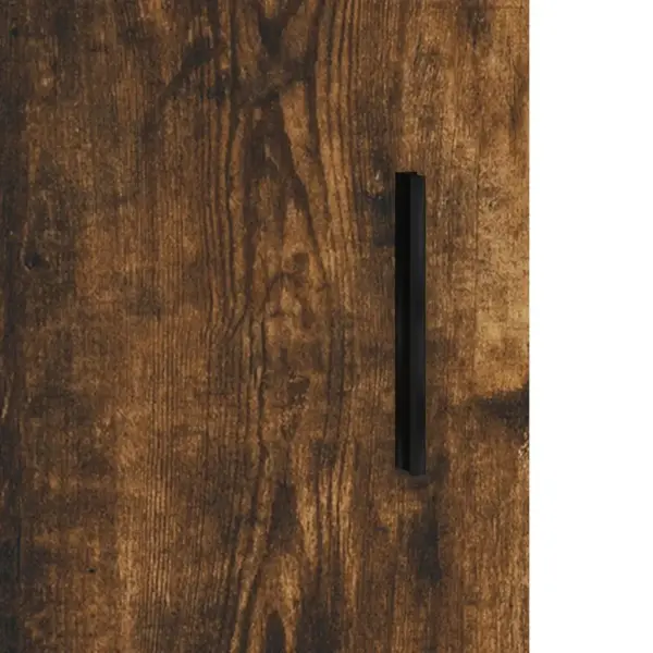 Kõrge vitriinkapp suitsutatud tamme toonis, klaasuste ja metalljalgadega, 69,5 x 34 x 180 cm, tehispuit - 9