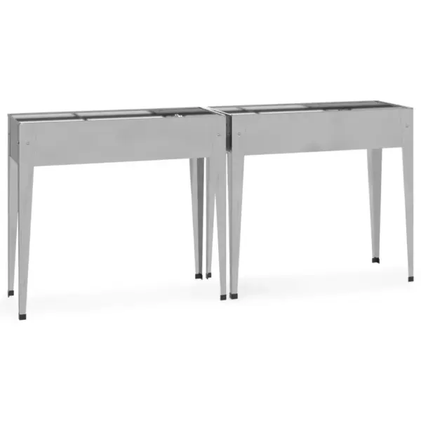 Kõrgete jalgadega aia taimekastid, 2 tk, tsingitud teras, hõbedane, 100,5 x 40,5 x 90 cm – 2