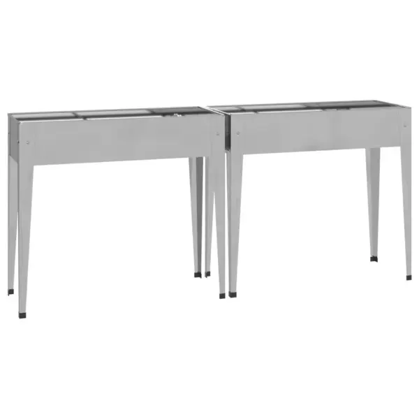 Kõrgete jalgadega aia taimekastid, 2 tk, tsingitud teras, hõbedane, 100,5 x 40,5 x 90 cm – 4