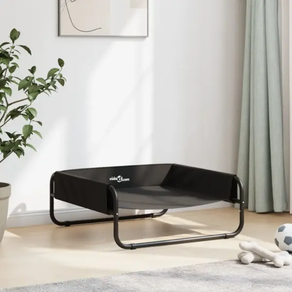 Kõrgendatud koeravoodi Oxford kangast, antratsiithall, terasraamiga, 70 x 70 x 28,5 cm – 3