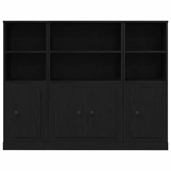 Kõrgkapp avatud riiulitega, must tamm, tehispuit, 132 x 35,5 x 103,5 cm – 8