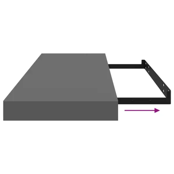 Kõrgläikega hallid seinariiulid nähtamatu kinnitusega, 4 tk, MDF, 80 x 23,5 x 3,8 cm – 11