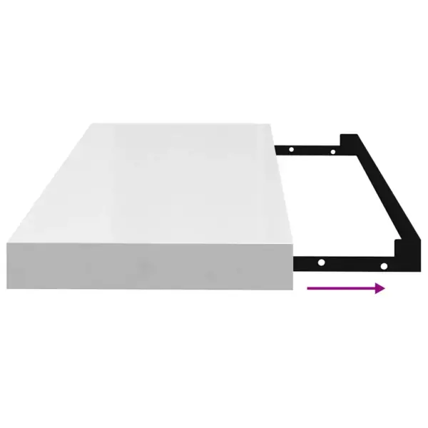 Kõrgläikega valge seinariiul nähtamatu kinnitusega, MDF, 60 x 23,5 x 3,8 cm – 10