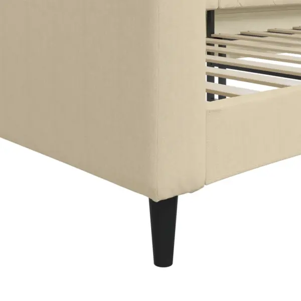 Kreemjasvalge kangast päevavoodi diivanvoodi, 80 x 200 cm, metall- ja täispuidust raamiga – 6