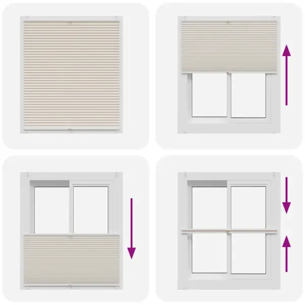 Plisseekardin aknale, kreemjas, 100 x 125 cm, polüster, klambritega kinnitatav – 6