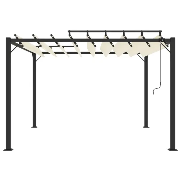 Terrassipergola reguleeritava katuse ja alumiiniumraamiga, kreemjasvalge, 3 x 3 m – 3