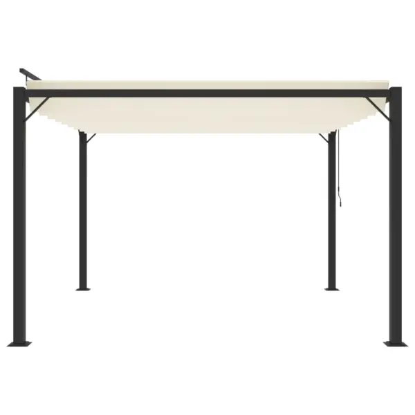 Terrassipergola reguleeritava katuse ja alumiiniumraamiga, kreemjasvalge, 3 x 3 m – 4
