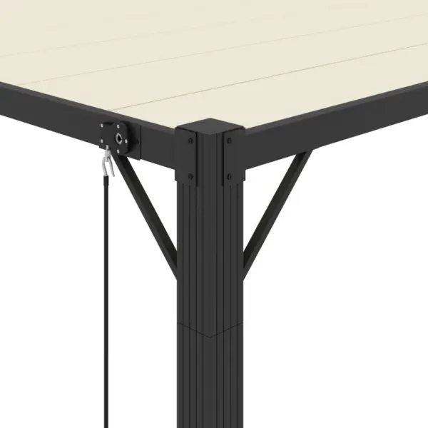 Terrassipergola reguleeritava katuse ja alumiiniumraamiga, kreemjasvalge, 3 x 3 m – 7