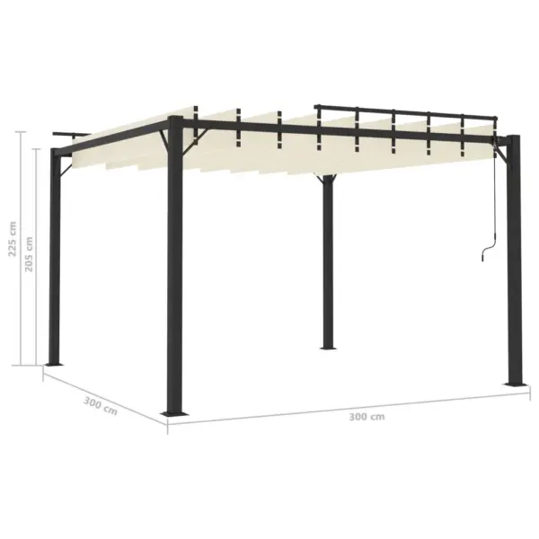 Terrassipergola reguleeritava katuse ja alumiiniumraamiga, kreemjasvalge, 3 x 3 m – 8