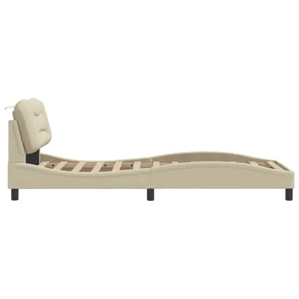 Kangast voodiraam peatsiga ja peatsipadja, kreemjas, Hvar, 80 x 200 cm – 5