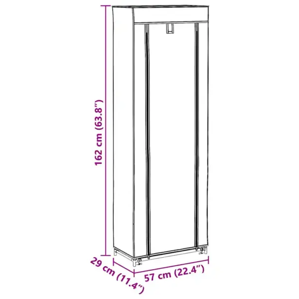 Kingakapp 8 riiuliga ja lukuga kangaskattega, kreemjasvalge, 57 x 29 x 162 cm – 9