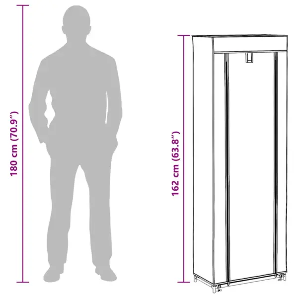 Kingakapp 8 riiuliga ja lukuga kangaskattega, kreemjasvalge, 57 x 29 x 162 cm – 10