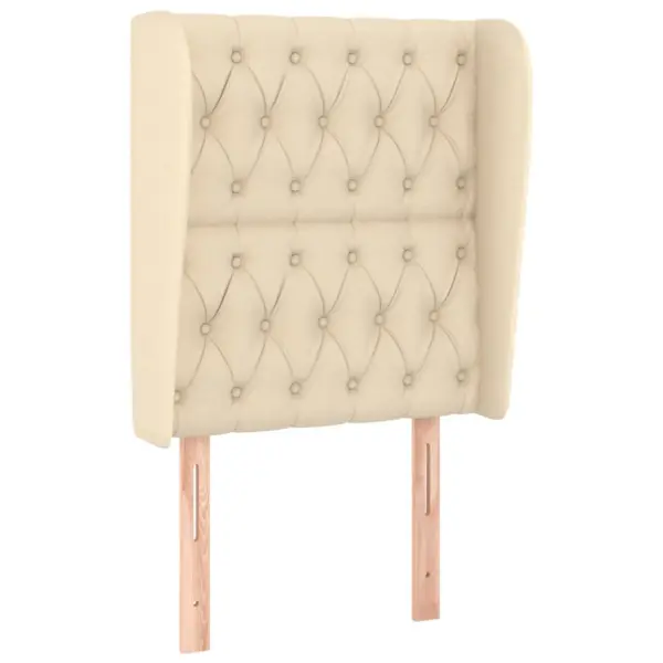 Polsterdatud voodipeats külgservadega, kreemjasvalge, kangas, 83 x 23 x 118/128 cm – 2