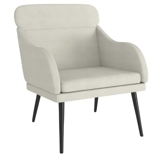 Kreemjasvalge sametist tugitool metalljalgadel, 63 x 76 x 80 cm – 2