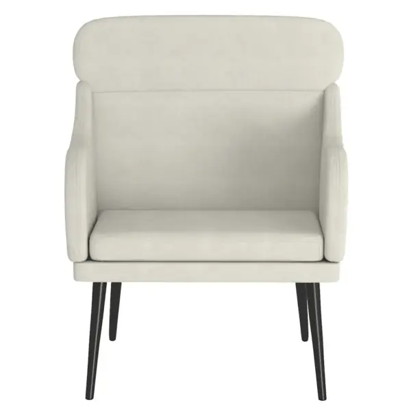 Kreemjasvalge sametist tugitool metalljalgadel, 63 x 76 x 80 cm – 3