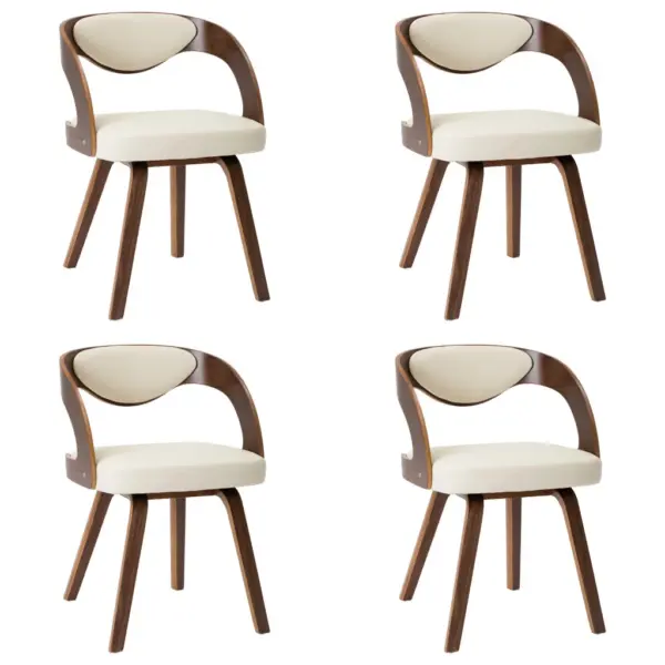 Kreemjasvalged söögitoolid 4 tk, painutatud puitraam ja kunstnahk, 53 x 54 x 77 cm – 2