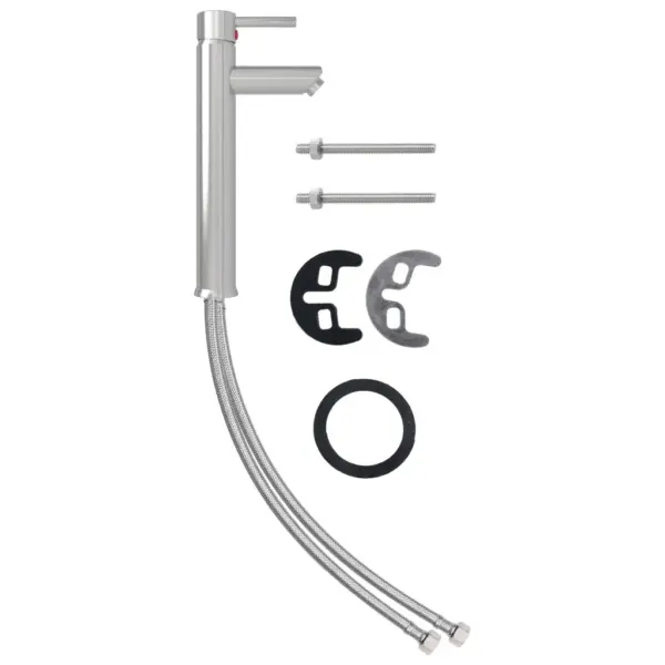 Kroomitud vannitoavalamu segisti, ühe kangiga, hõbedane, messingist, 12 x 30 cm – 2