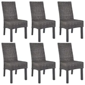 Kubu rotangist söögitoolid, 6 tk, pruun kulunud halli viimistlusega, mangopuit