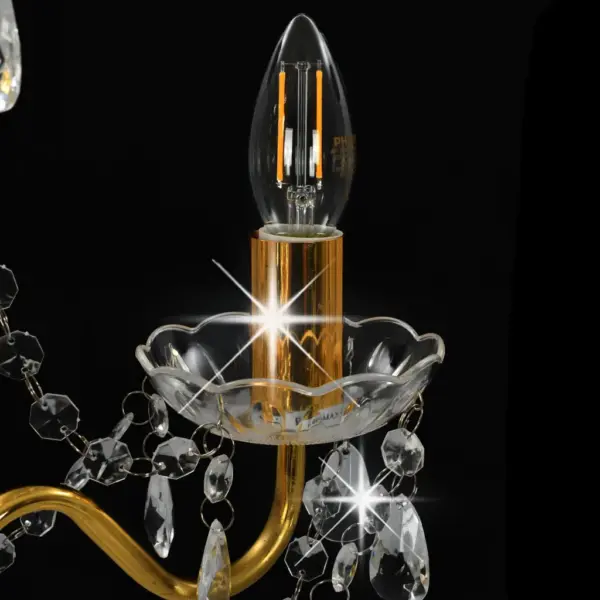 Kuldne helmestega lühter, ümmargune, 3 x E14, 36 x 42 cm – 6