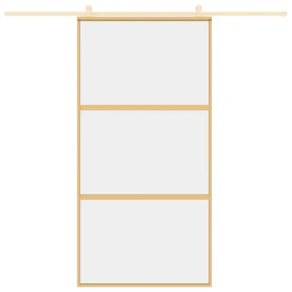 Läbipaistev ESG-klaasist liuguks kuldse alumiiniumraamiga, 102,5 x 205 cm - 3