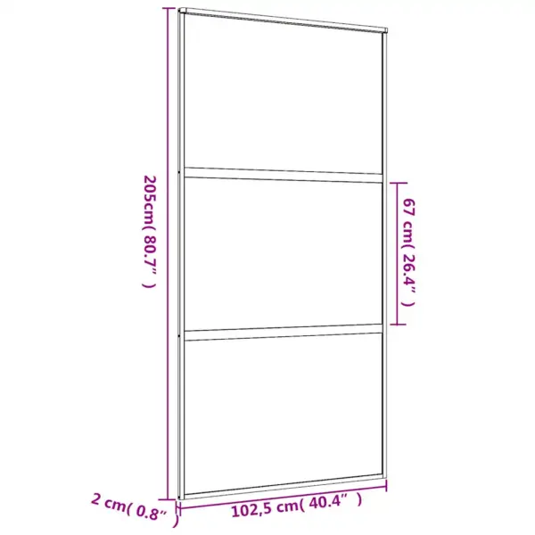 Läbipaistev ESG-klaasist liuguks kuldse alumiiniumraamiga, 102,5 x 205 cm - 9
