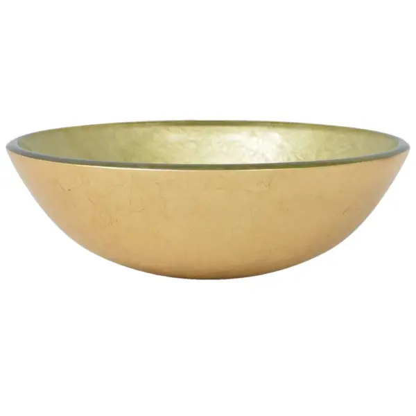 Ümmargune tööpinnale paigaldatav klaasvalamu kraani ja äravoolupesaga, kuldne/kroom, 42 x 13 cm – 7