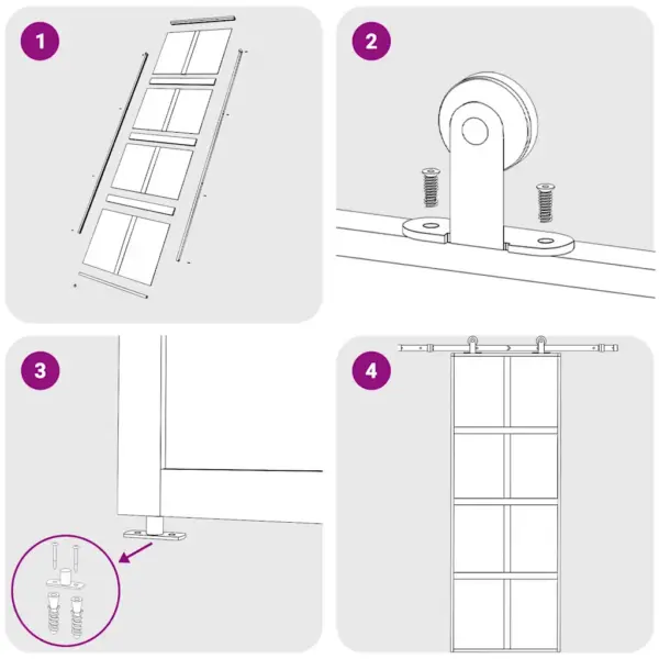 Liuguks karastatud mattklaasiga, kuldne alumiiniumraam, 76 x 205 cm – 8