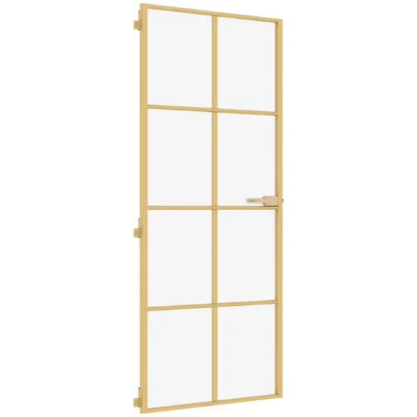 Mattklaasiga kuldne klaasist siseuks, karastatud klaas ja alumiiniumraam, 93 x 201,5 cm – 2