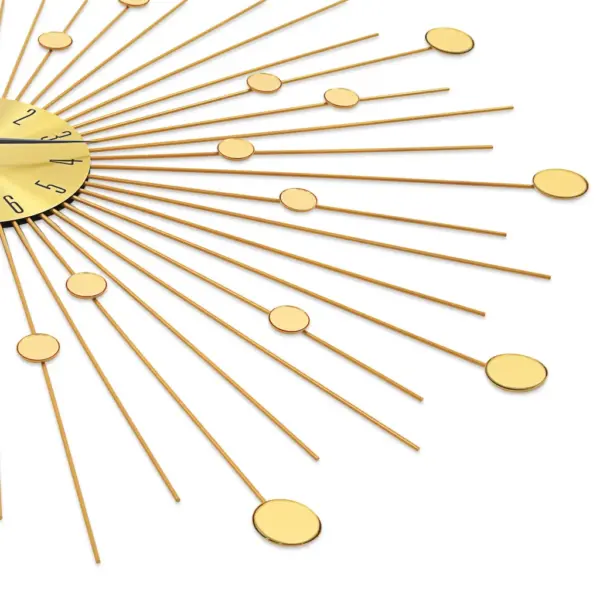 Kuldne metallist seinakell päikesedisainiga, 70 cm – 5